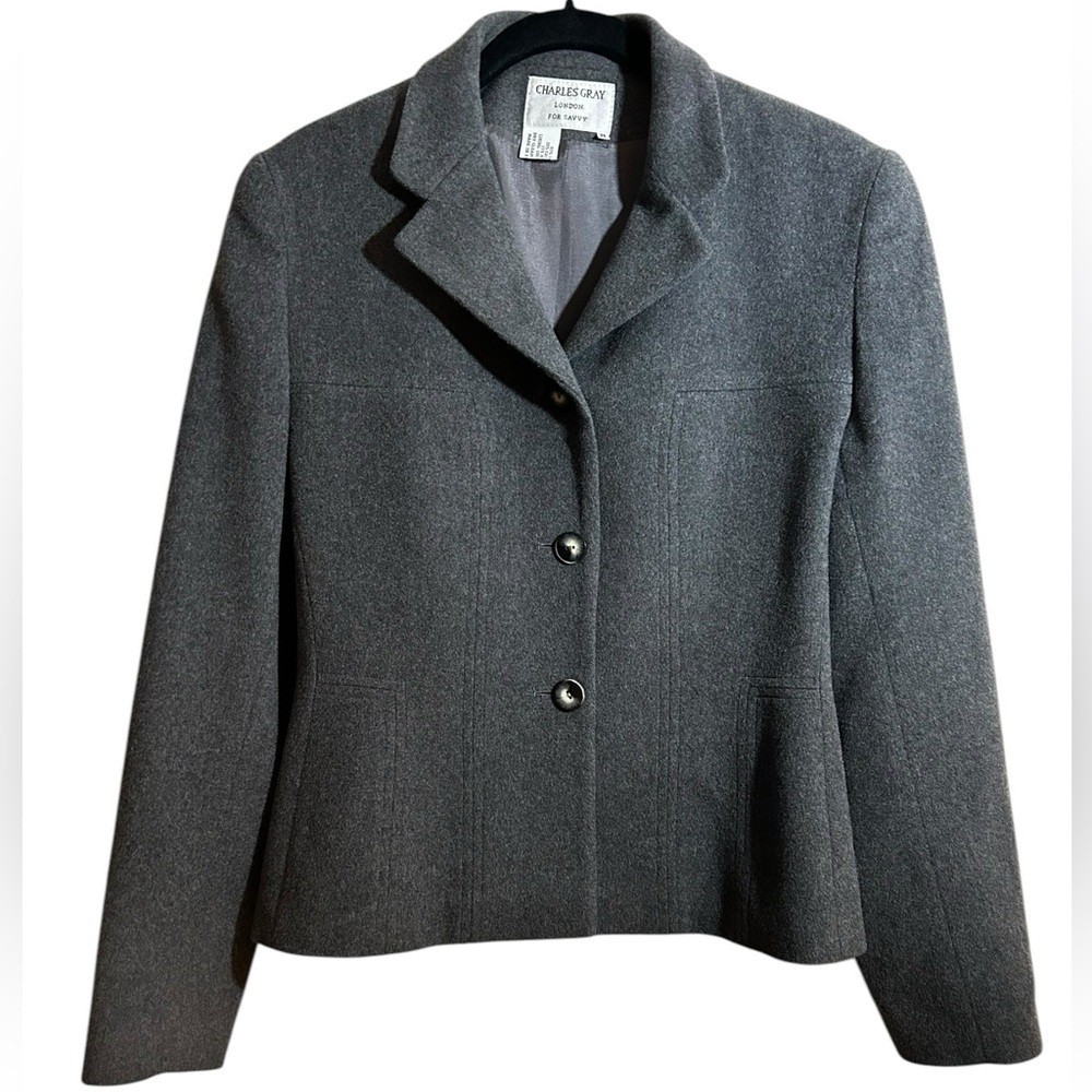 Charcoal Gray Wool Cashmere Blazer Charles Gray London Size Medium